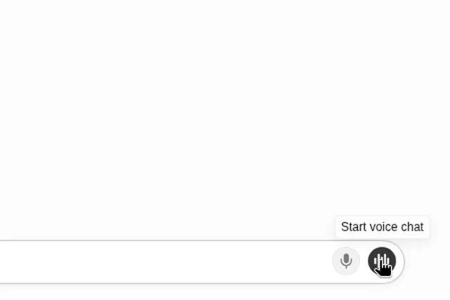 Grok Bot composer with the tooltip "Start voice chat" over the black waveform button at the right end of the message box